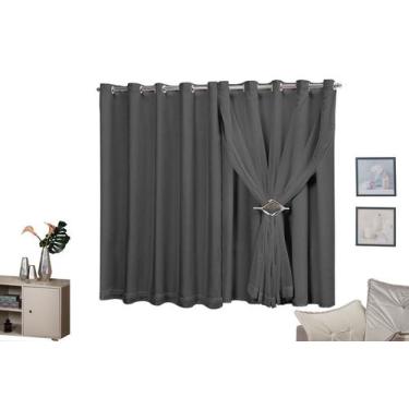 Imagem de Cortina  com Voil Corta Luz Ilhós cromado 4,00x1,40 - Empório Luz, Pre