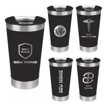 Imagem de Kit 10 Copos Térmico Personalizado C/ Nome Logo Time e Tampa - Seleto 