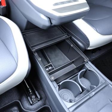 Imagem de Cnaurda Caixa de armazenamento frontal de apoio de braço organizadora bandeja de recipiente de armazenamento interior do carro caixa de apoio de braço frontal console central compatível com Kia EV3
