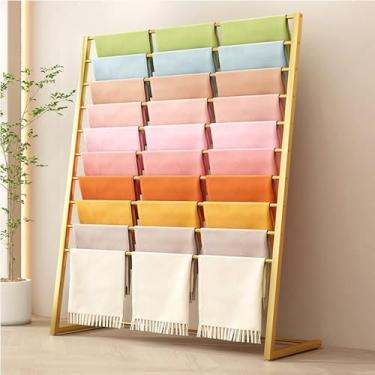 Imagem de JOEUQK Suporte de cachecol – Suporte de cobertor de metal para chão, prateleira de exibição de lenços para loja de roupas, rack de seda para pendurar no chão, organizador de xaile para calças