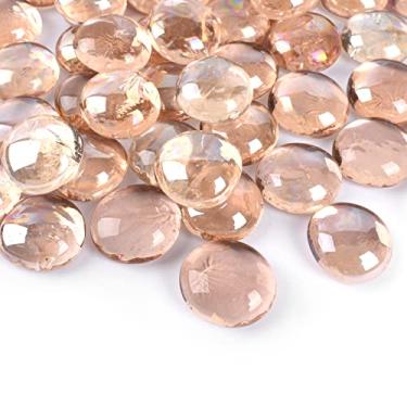 Imagem de huianer Bolas de gude de vidro plano de 1 kg, 100 peças de pedras planas rosa para enchimento de vasos, jardim, aquário, aquário, seixos, mesa, decoração floral..