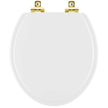 Imagem de Assento Sanitário Soft Close Benfica Branco Para Vaso Luzarte Com Ferragem Dourada
