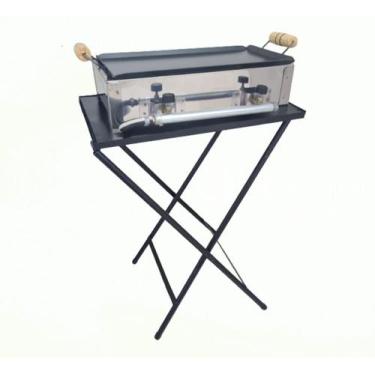 Imagem de Kit - Fogão Inox 2 Bocas Com Chapa E Suporte Dobravel - BERTO PARTS