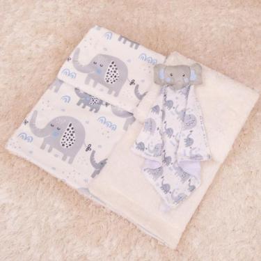 Imagem de Kit Cobertor com Naninha para Bebe com Caixa Presente - Miguel Baby, E