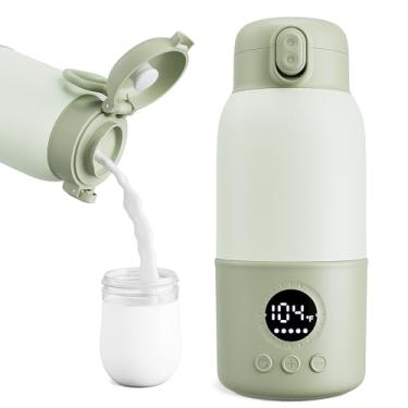 Imagem de haslife Aquecedor De Mamadeiras Portátil Para Viagem, Recipiente De Fórmula Para Viagem, Aquecedor De Mamadeiras De 12,8 Oz Com Aquecimento Rápido De 2 Minutos, Aquecedor De Leite Para Viagem De Beb