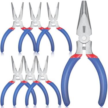 Imagem de Lasnten Pacote com 6 mini alicates de ponta de agulha a granel, alicates pequenos de 12 cm com cortador lateral, alicate de ponta fina com mola, conjunto de alicates de precisão para artesanato