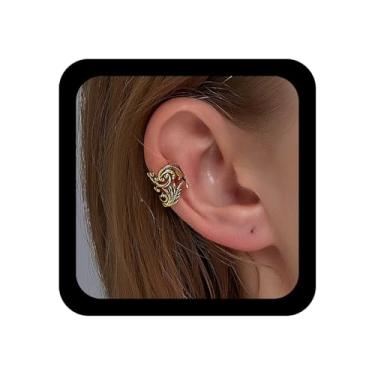 Imagem de Ximdble Brincos vintage de folha de orelha, tribal, dourado, escalador, cartilagem, joias femininas, Zinco, Sem pedra preciosa