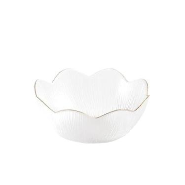 Imagem de Cuiynice Tigela para salada com rebordo dourado, tigela de vidro transparente para salada de frutas, tigela para sobremesa, louça, tigela para salada extra grande (tamanho único)