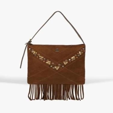 Imagem de Bolsa Schutz Mally Tiracolo Pequena Franjas Marrom Pecan Brown-Feminino