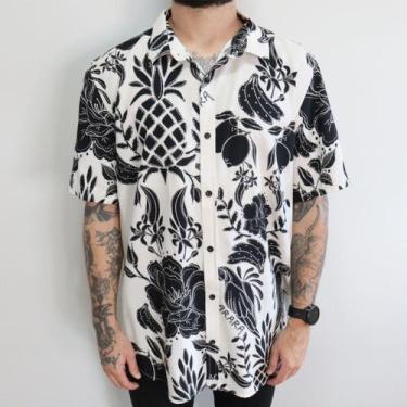 Imagem de Camisa Masculina Estampada De Botão Tropical Manga Curta Casual Verão 
