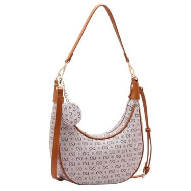 Imagem de Bolsa Feminina de Ombro e Transversal Chenson Monograma Meia Lua com Espelho Bege