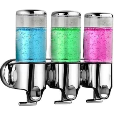 Imagem de Dispensador Com 1/2/3 Garrafas Manual de Sabonete Líquido/Shampoo/Multifuncional Suporte Parede Para Banheiro/Cozinha(2 Garrafas)