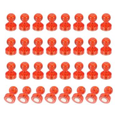 Imagem de PATIKIL 32 peças de pinos de ímãs, 0,7 x 0,5 ímãs fortes de geladeira quadro branco magnético tachinhas decorativas para geladeira Locker calendário escritório, laranja