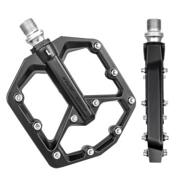 Imagem de GORIX Pedais planos de bicicleta de liga de magnésio largos leves com pino antiderrapante Spike Road Mountain MTB bicicleta (GX-FYMg)