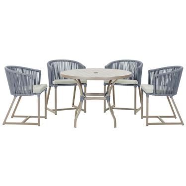 Imagem de  Mesa com 4 Cadeiras de Jantar Roma 100cm e Noronha em Aluminío
