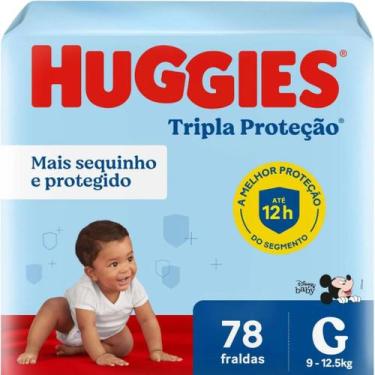 Imagem de Fralda Descartável Huggies Tripla Proteção Hiper - Tamanho G- Com 78 U