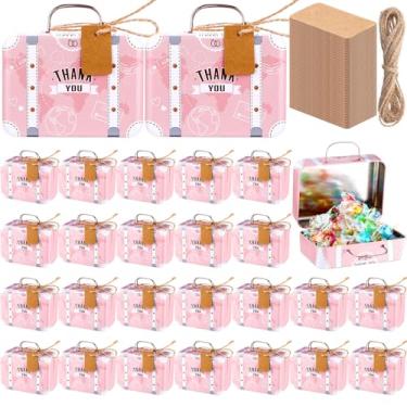 Imagem de RimCereal 24 caixas de mini mala de viagem, caixa de lembrancinhas de festa de doces, pequenas malas de presente de lata, artesanato para festa, casamento, viagem, noiva, chuveiro, decoração, com