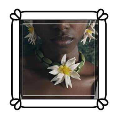 Imagem de DIONFEI Colar de flor de lótus branco feito à mão - colar de contas de pedra verde - feminino, necklace, Metal, Sem Pedra Preciosa