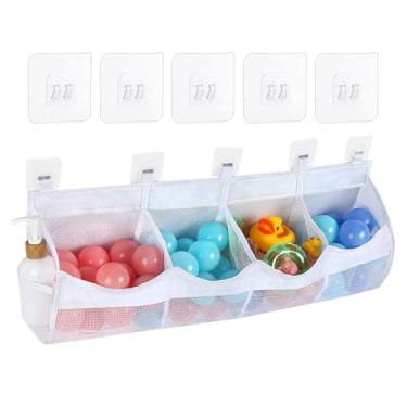 Imagem de Organizador De Brinquedos De Banho | Organizador De Banheiro Para Armazenamento De Brinquedos - Prateleira De Chuveiro Economizadora De Espaço Com 4 Divisórias Para Casa Família Amigos Hotéis