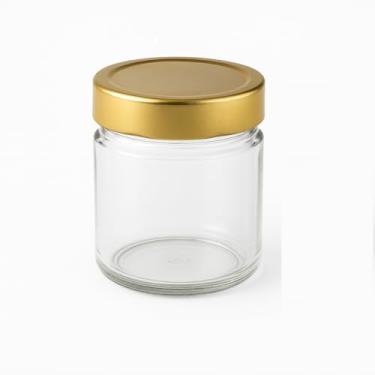 Imagem de Kit 10 Pote de vidro 250ml Para Conservas, Velas Aromaticas Com Tampas(Dourada)
