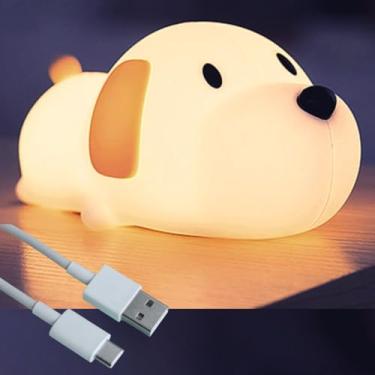 Imagem de Luminária Infantil LED Carlo Puppy Dog de Silicone Macio USB Toque Portátil Luz Noturna Bebê Criança Testada