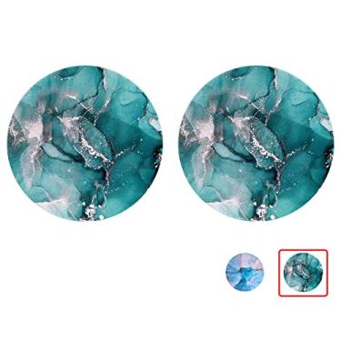 Imagem de Onntec Bases De Cerâmica Para Pratos Quentes, Acessórios Cozinha Mesa, Tapete Decorativo Resistente Ao Calor Com Estilo Mármore, Redondo 7,8" (Conjunto 2) (Verde)
