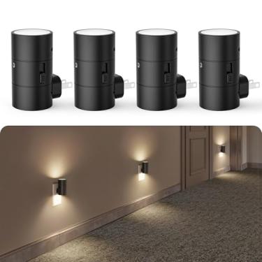 Imagem de VOLISUN Luz Noturna, Luzes Led Reguláveis Para Conectar Na Parede, Âmbar/3000K/4500K, Brilho Ajustável De 0 A 100 Lm, Noturna Do Anoitecer Ao Amanhecer Corredor, Banheiro, Quarto, Preto, Pacote Com