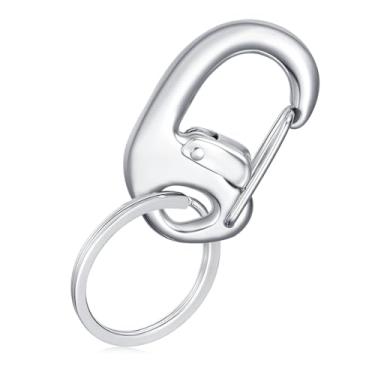 Imagem de STEEL HAWK Mosquetão Utilitário De Aço Inoxidável Forjado A Frio Com Trava Argola Bipartida, Porta-Chaves - Clipe Para Chaves, Inoxidável/1,75"