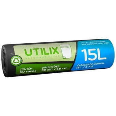 Imagem de Utilix Saco Para Lixo Rolo Com 60 Sacos 15L Preto