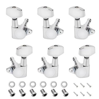 Imagem de Banworks Cravelhas De Afinação Guitarra 3L3R, Teclas, Relação 15:1, Tarraxas Cordas Com Etiqueta Fixação 90 Graus Para Gibson/Epiphone Les Paul Lp, Pacote 6 Jt/Jxq-05 Cromado