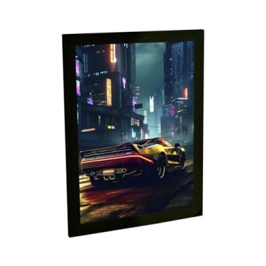 Imagem de Quadro Decorativo Carro Esportivo Futurista Cidade Cyberpunk Decoração Poster Quarto Sala