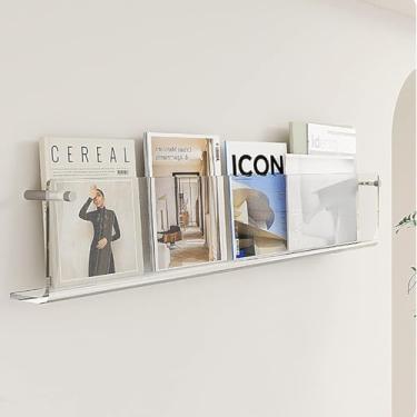 Imagem de Revista Rack de parede de rack Clear Magazine Rack para decoração de parede, rack de exibição de documentos pendurados, suporte de folheto montado na parede para decoração em casa do escritó