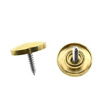 Imagem de Hahiyo Parafusos espelhados de 22 mm de diâmetro, aço inoxidável escovado, fácil de instalar, ganchos decorativos, pregos dourados, 8 pares para espelhos de banheiro, painéis, cozinha, teto, artesanato, artesanato