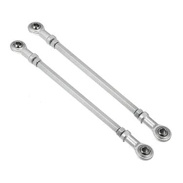 Imagem de Motoforti 2 peças 210 mm comprimento 8 mm diâmetro furo ajustável direção haste junta esférica para 49cc ATV elétrico Go Kart acessório coluna de direção suspensão de direção tom prata