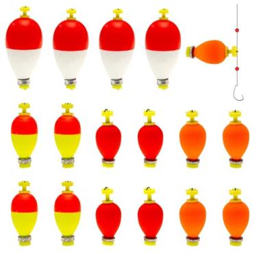 Imagem de Zsrivk Boias de pesca com 16 peças, boias flutuadoras de espuma, boias de pesca de encaixe, boias ovais para robalo, salmão, truta, acessórios para equipamentos de pesca, suprimentos de pesca