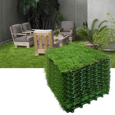 Imagem de Reliancer 9 peças Tapete de grama artificial com grama interligada para cães Puppy Potty Pet tapete de grama quadrada sintética tapete tapete de golfe tapete externo paisagismo decoração de piso interno 30,48 cm x 30,48 cm