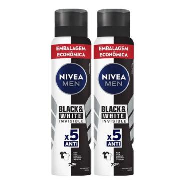 Imagem de Kit Desodorante Aerosol Nívea Black & White Masculino 200ml - 2 unidad