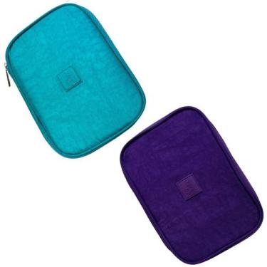 Imagem de Kit 2 Estojos Escolar Box Femininos Unissex Infantil Necessaire Maquia