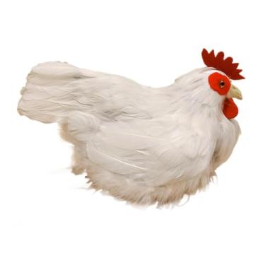 Imagem de Gralara Modelo realista de galinha branca, figura artificial de animal de fazenda simulado para quintal
