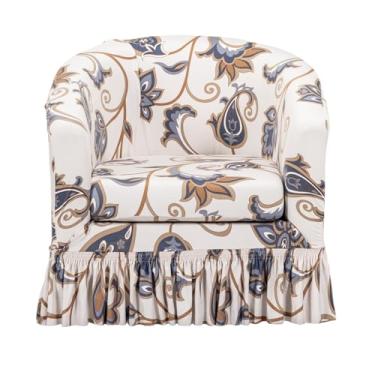 Imagem de CRFATOP Capa para cadeira de clube de 2 peças com saia estampada para poltrona de banheira com capa de almofada de assento, protetor de móveis redondo macio impresso para balcão de bar, sala de estar