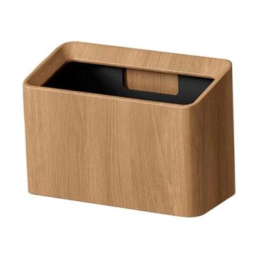 Imagem de Fenteer Mini Lixeira Cesta de Lixo Conveniência Organizadora Lixeira para Escritório Penteadeira Apartamentos Pequenos Maquiagem, Cor de Madeira