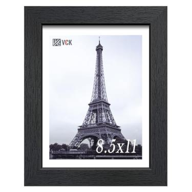 Imagem de VCK Moldura de certificado de 21 x 28 cm, madeira preta, 21 x 28 cm, molduras para documentos de diploma para parede e mesa, 1 pacote