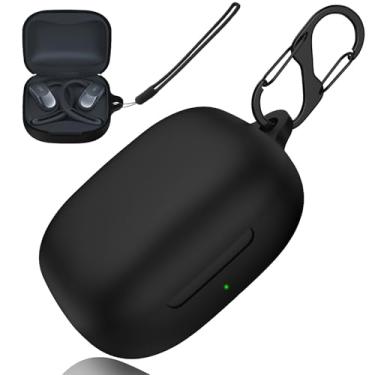 Imagem de LDSXAY Capa Protetora De Silicone Macio À Prova Choque Para Fones Ouvido Sem Fio, Compatível Com Shokz Openfit Air T511, Mosquetão E Cordão, Led Frontal Visível (Preto)