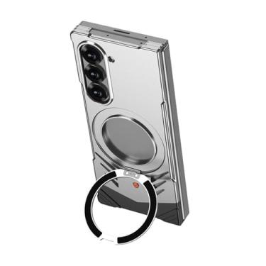 Imagem de HAO RIYLN Capa de liga de alumínio para Samsung Galaxy Z Fold6, capa de telefone magnética de metal com suporte, capa fina de dissipação de calor, prata, Z FOLD6
