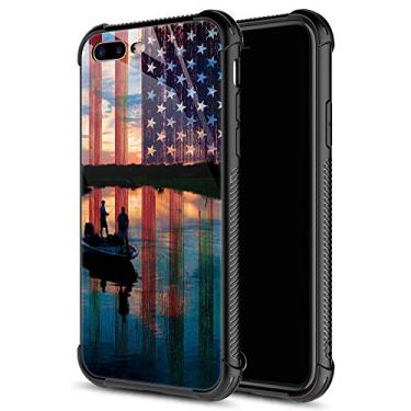 Imagem de Capa para iPhone 8, capa para iPhone SE 2020, arte abstrata para meninas iPhone 7 para meninos, design gráfico moderno, à prova de choque, antiarranhões, capa de proteção contra quedas para Apple iPhone 7/8/SE2, iPhone 7 Plus/8 Plus(5.5 inch), Fishing Red Usa Flag