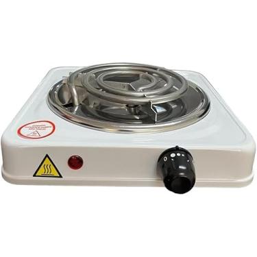 Imagem de Fogareiro Elétrico 1000 Watts Fogão Cooktop 1 Boca Qualquer Panela Portátil Casa Camping 110V 220V (BRANCO,110V)