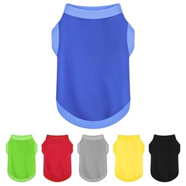 Imagem de Eleve o quociente de moda do seu cão com camisas de algodão sem mangas coloridas e respiráveis! Roupa perfeita para animais de estimação para cães pequenos a médios azul 3GG