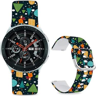 Imagem de Sjiangqiao Pulseiras estampadas com padrão compatível com Samsung Galaxy Watch de 46 mm/Watch 3 de 45 mm/Gear S3 Frontier/Classic/Pebble Time/V de silicone de 22 mm para homens e mulheres