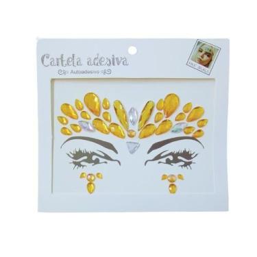 Imagem de Adesivo Para o Rosto Dourado Cristal "Modelo 36" Festas Carnaval - Fes