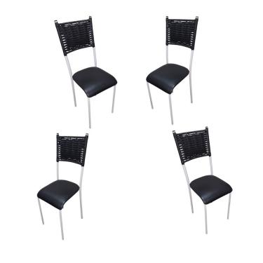 Imagem de Kit 4 Cadeiras Jantar Moderna Para Cozinha Em Aço Junco Luxo